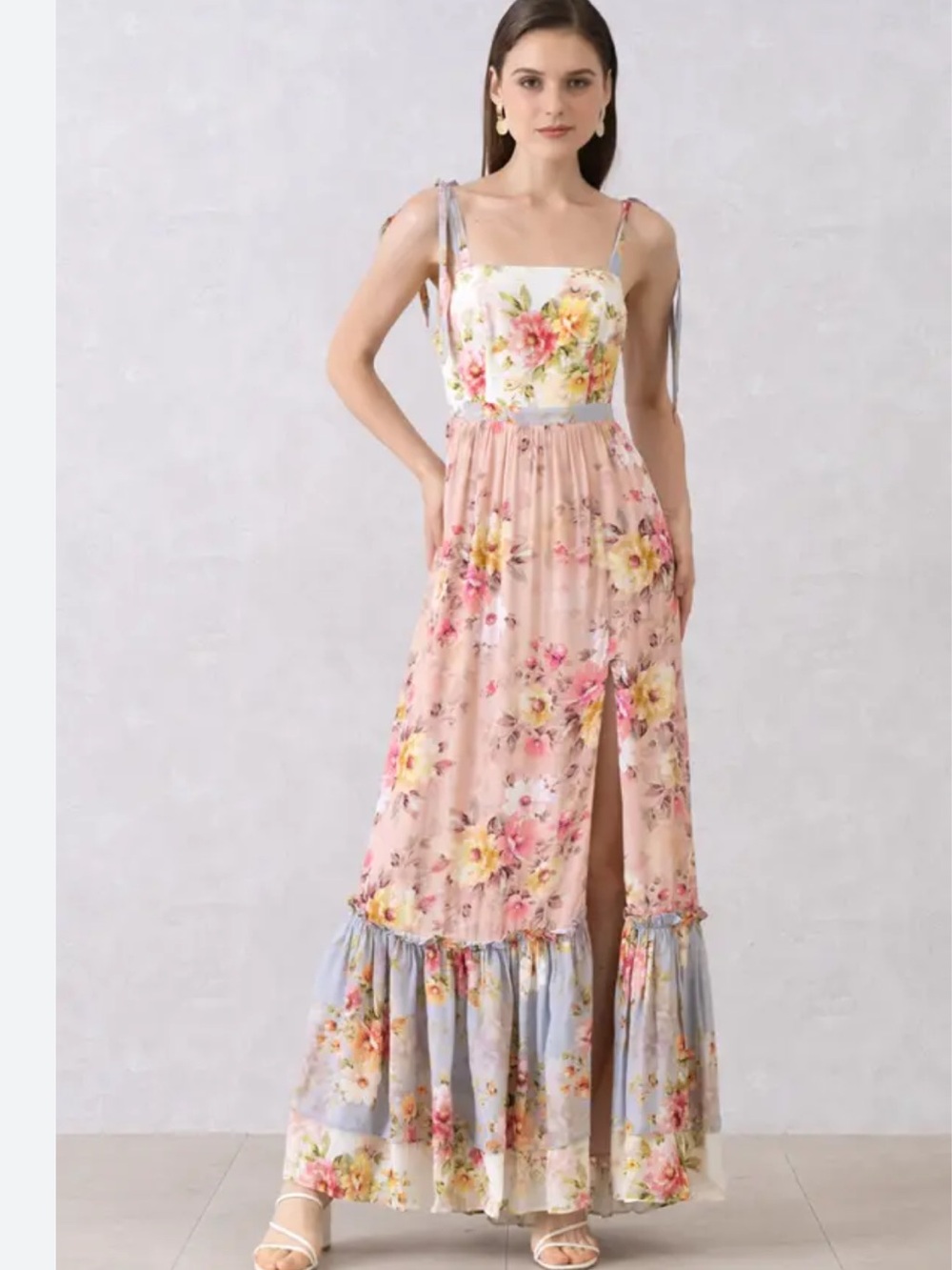 Yumi Kim Mahogany Dazzling Garden floral front slit Maxi Dress